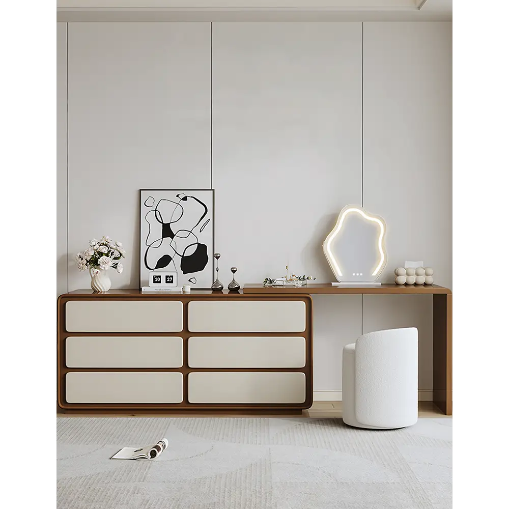 Daniela Corner Dressing Table With Mirror Solid Wood