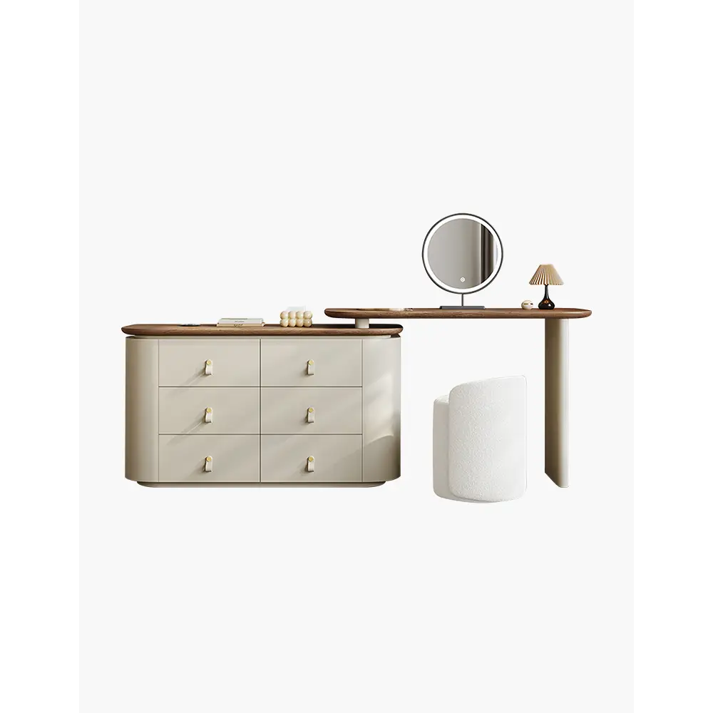 Danna Corner Dressing Table With Mirror Solid Wood