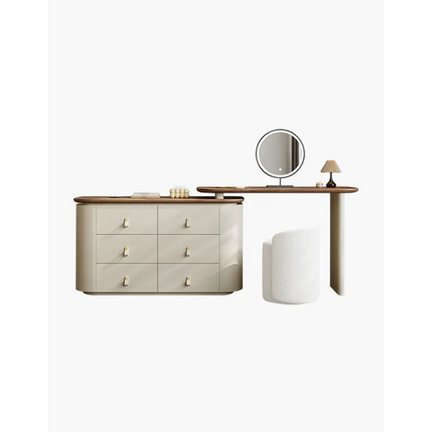 Danna Corner Dressing Table With Mirror Solid Wood