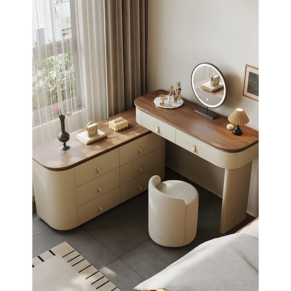 Danna Corner Dressing Table With Mirror Solid Wood