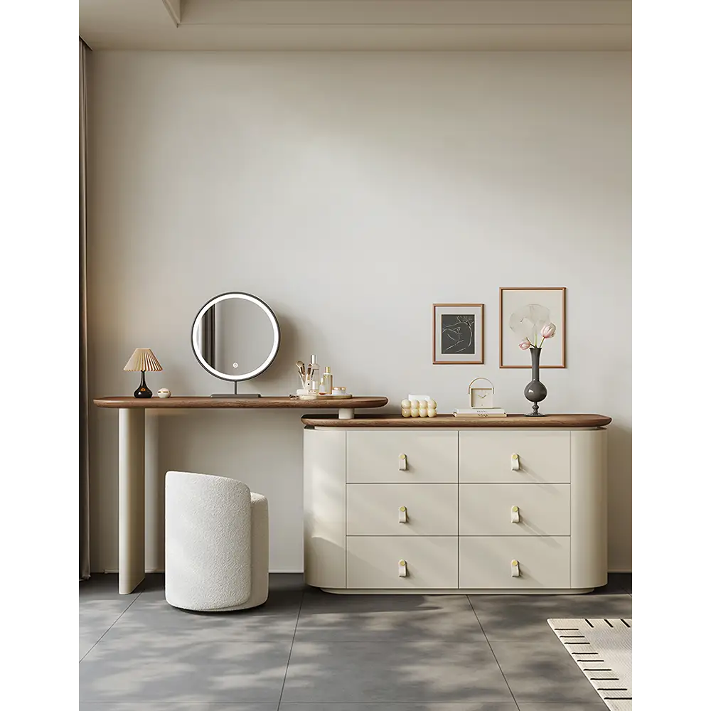 Danna Corner Dressing Table With Mirror Solid Wood