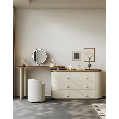 Danna Corner Dressing Table With Mirror Solid Wood