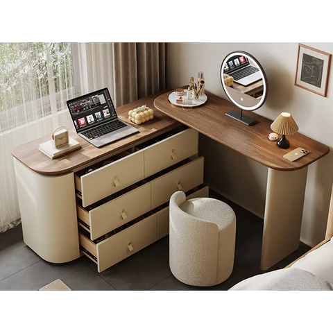 Danna Corner Dressing Table With Mirror Solid Wood