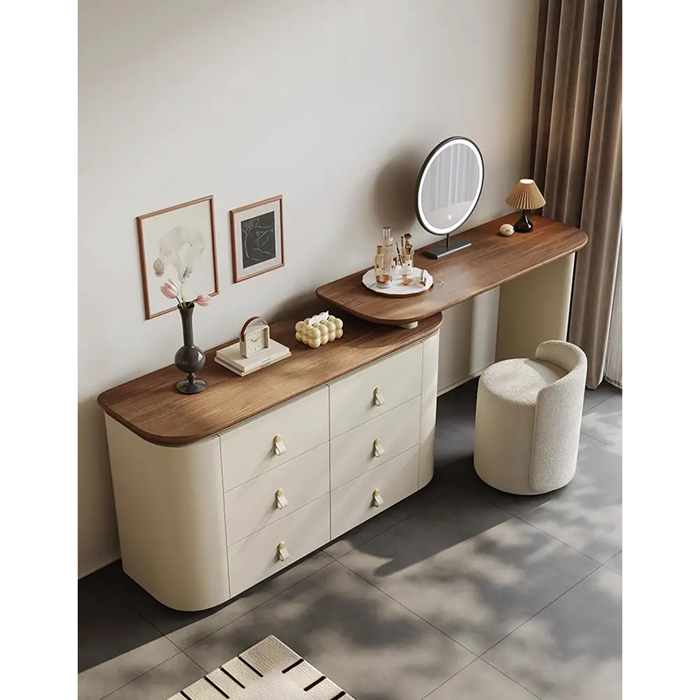 Danna Corner Dressing Table With Mirror Solid Wood