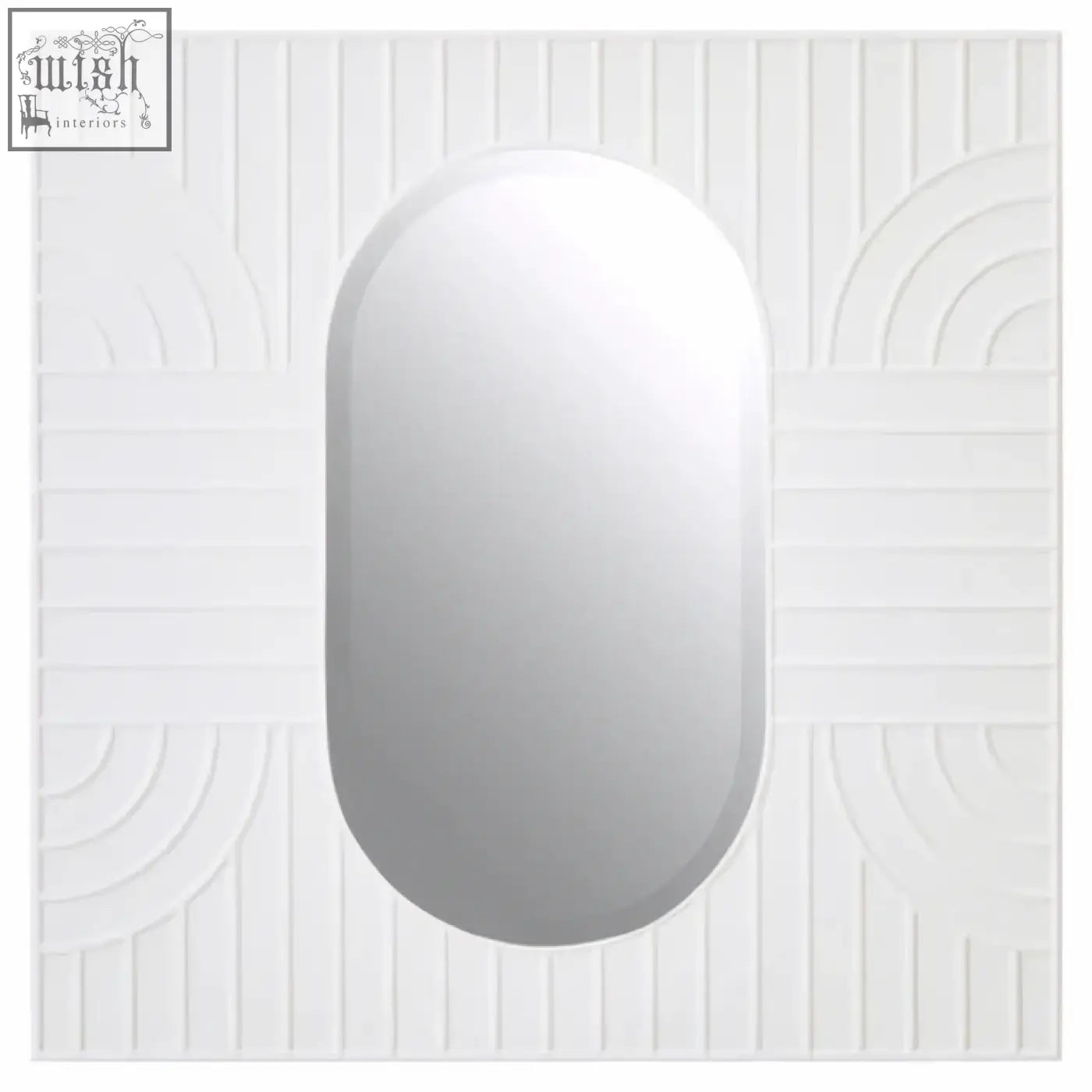 White oval-shaped danta off white wall mirror with a smooth reflective surface for stylish off-white wall decor