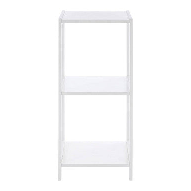 White dara 3 tier rustic bathroom shelf with sleek minimalist design and transparent glass shelves