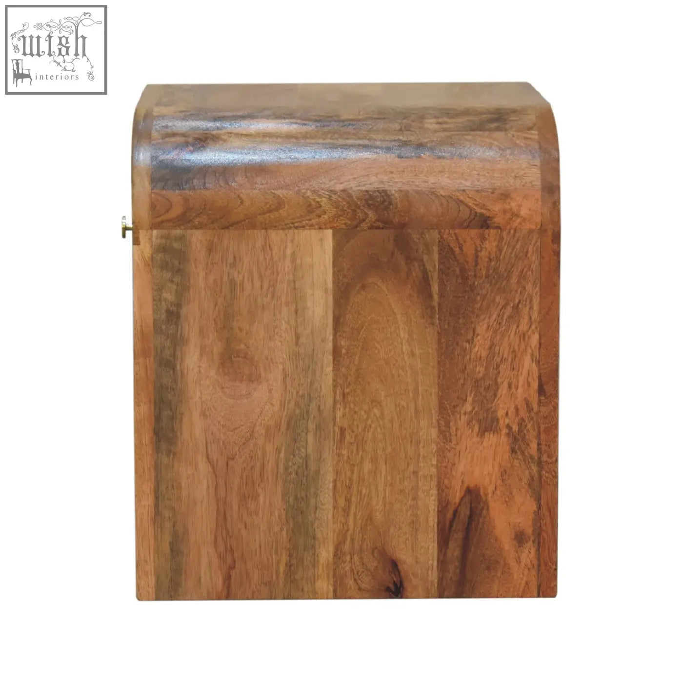Rustic darcy bedside table made from solid mango wood with warm brown tones and natural wood texture