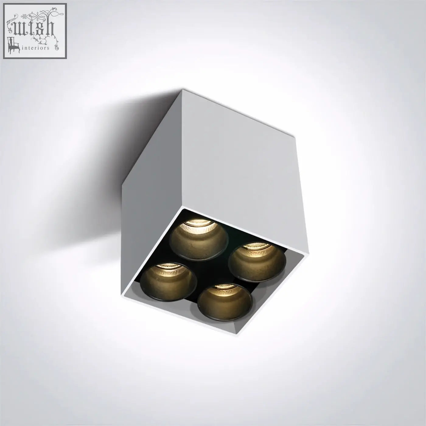 Modern gray square recessed dark light ceiling with four brass finished 10w smd led light ceiling tubes