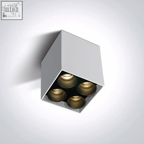 Modern gray square recessed dark light ceiling with four brass finished 10w smd led light ceiling tubes