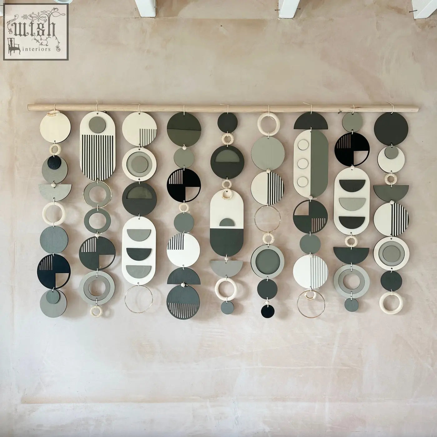 Dark modern wall art with layered geometric circles in matte gray white black and metallic accents for modern wall decor