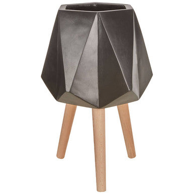Darnell Large Black Geometric Planter with Legs
