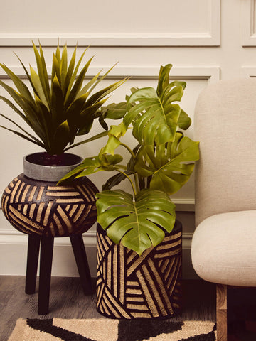 Darnell Natural And Black Tapered Planter