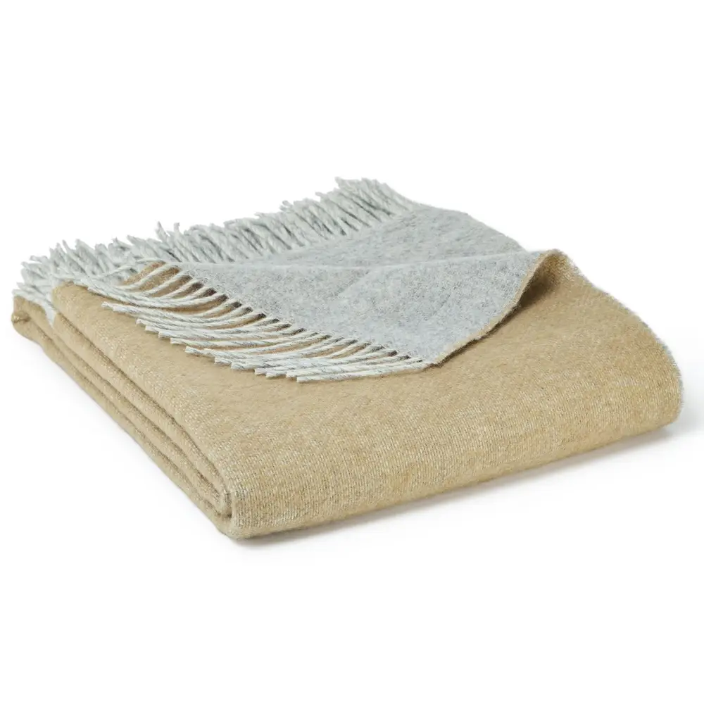 Dartmoor Reversible Pure New Wool Throw - Desert Brown - Throws & Blankets