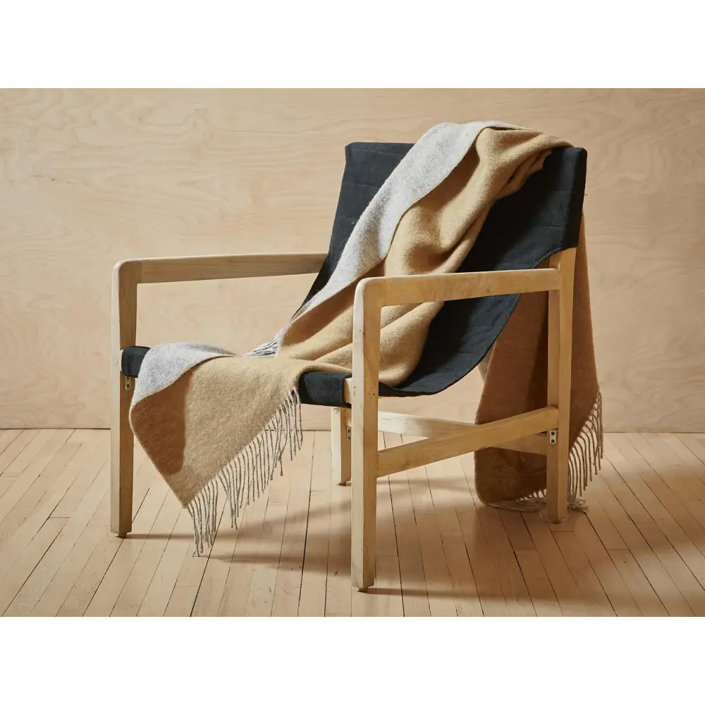 Dartmoor Reversible Pure New Wool Throw - Desert Brown - Throws & Blankets