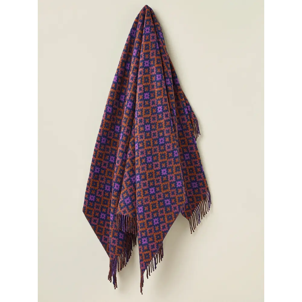 Dartmouth Shetland Pure New Wool Throw - Rust/Purple - Throws & Blankets