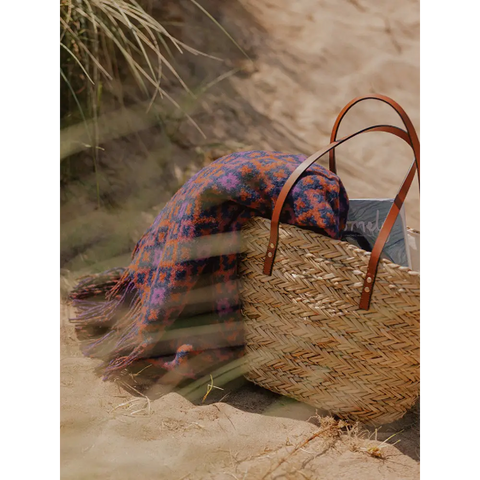 Dartmouth Shetland Pure New Wool Throw - Rust/Purple - Throws & Blankets