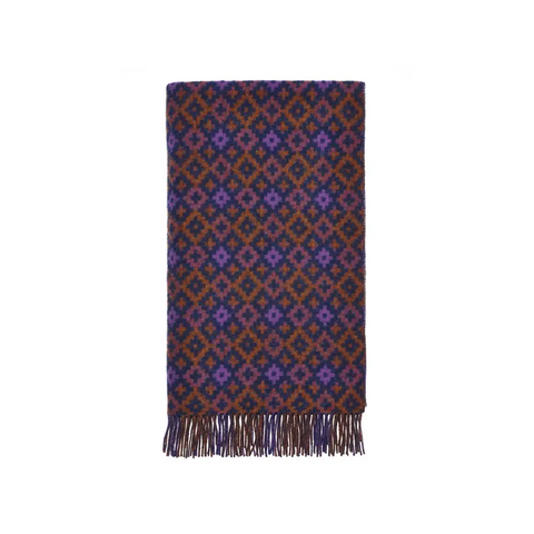 Dartmouth Shetland Pure New Wool Throw - Rust/Purple - Throws & Blankets