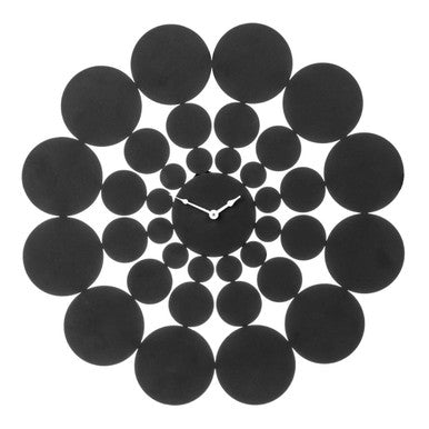 Black datsun black discs wall clock with circular rings and sleek metallic hands in minimalist black discs design