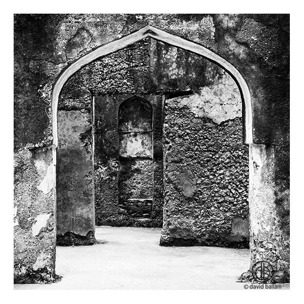 Weathered stone archway with intricate stonework and textured walls in david ballam fine art zan_49 print