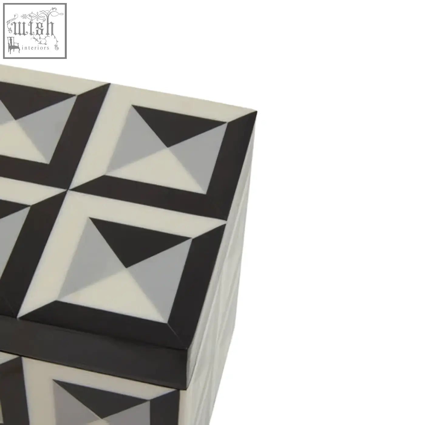 Davino small square trinket box with glossy black and white geometric pattern perfect for storing small keepsakes