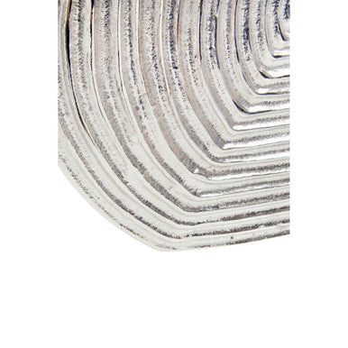 Silver small vase with textured concentric ridges in a sleek metallic finish perfect for modern decor