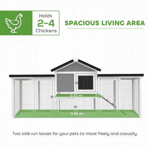 PawHut Large Chicken Coop, Wooden Outdoor Chicken Cage Poultry Hen House with Nesting Box