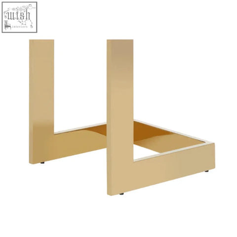 Deana gold l-shaped table base with gold metallic finish for black console table design
