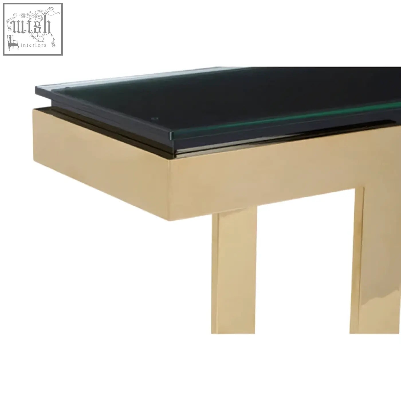 Deana gold black console table with gold finish and sleek black glass top for stylish entryway or living room use