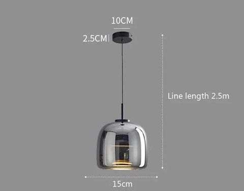 Modern minimalist pendant lights with a sleek smoked glass dome and black metal hardware from decao light