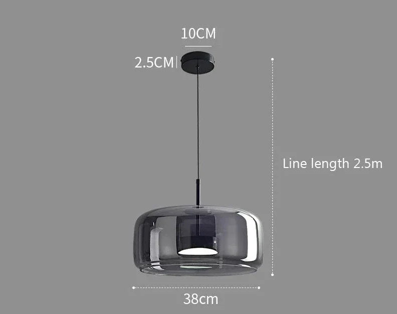 Modern minimalist decao light pendant lights with a sleek dark smoked glass dome and black metal hardware