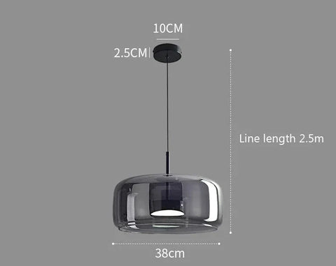 Modern minimalist decao light pendant lights with a sleek dark smoked glass dome and black metal hardware