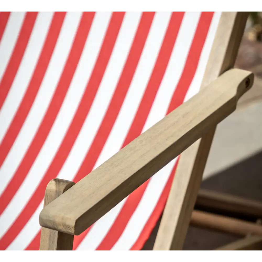 Deck Chair - Red Stripe - Red - outdoor table and chairs