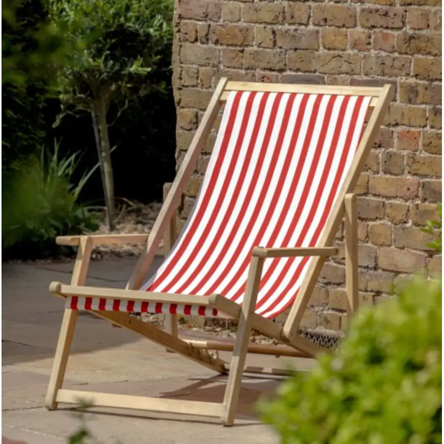 Deck Chair - Red Stripe - Red - outdoor table and chairs