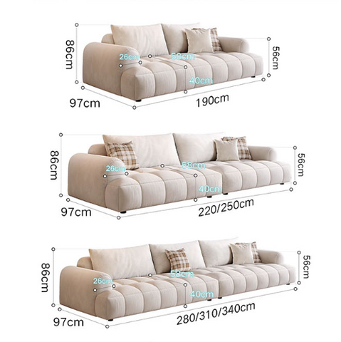 Beige tufted delilah violet two seater sofa with plush cushions and plaid throw pillows four seater sofa option