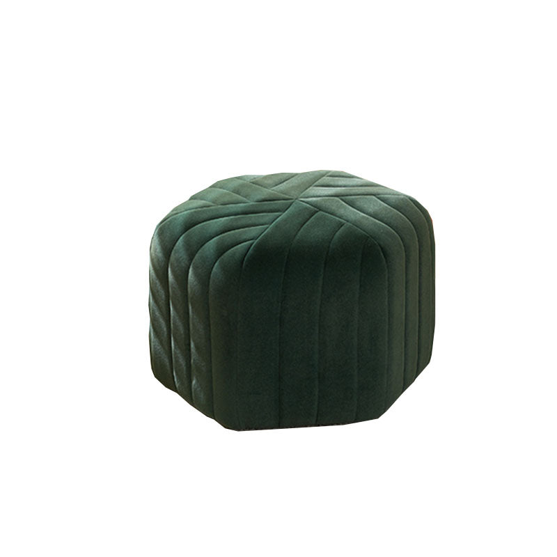 Dark green velvet della footstool with quilted geometric pattern perfect as a stylish ottoman or footstool