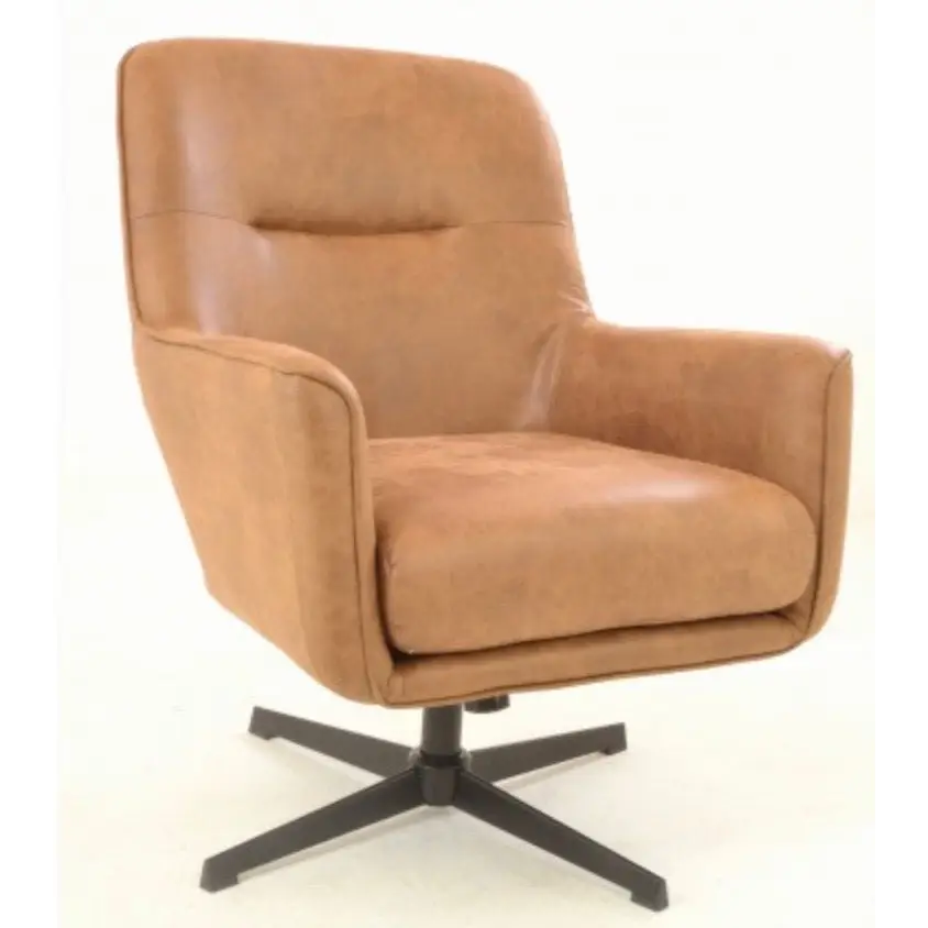 Delta Swivel Arm Chair - Tan Faux Leather