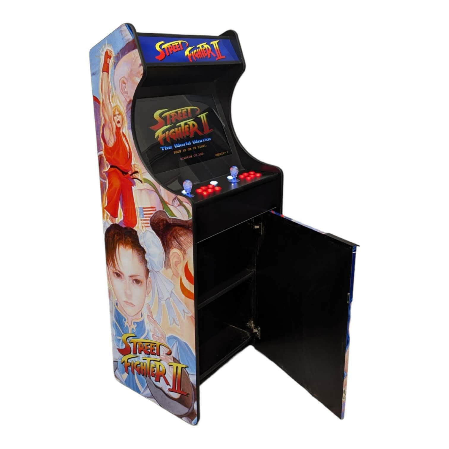 Black arcade cabinet deluxe 24 home edition street fighter theme with vibrant artwork and alpha max screen protection