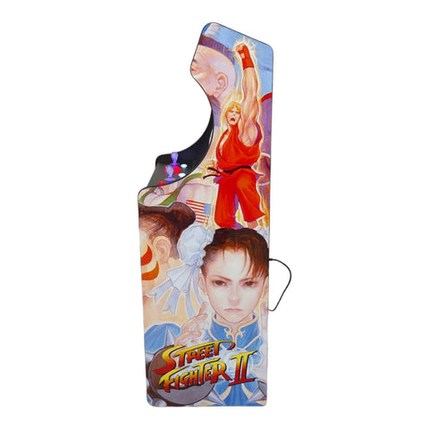 Deluxe 24 home edition street fighter theme arcade cabinet with vibrant art and alpha max screen protection