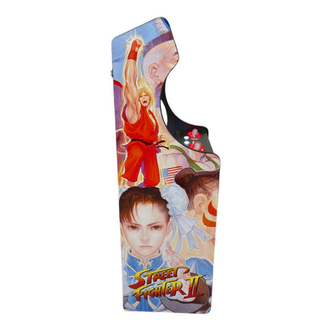 Deluxe 24 home edition street fighter theme arcade cabinet with vibrant colors and alpha max screen protection
