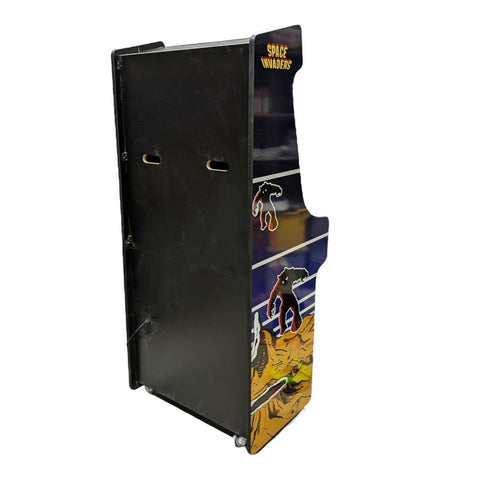 Black deluxe 27 space invaders arcade machine by alpha max with colorful retro artwork and classic design