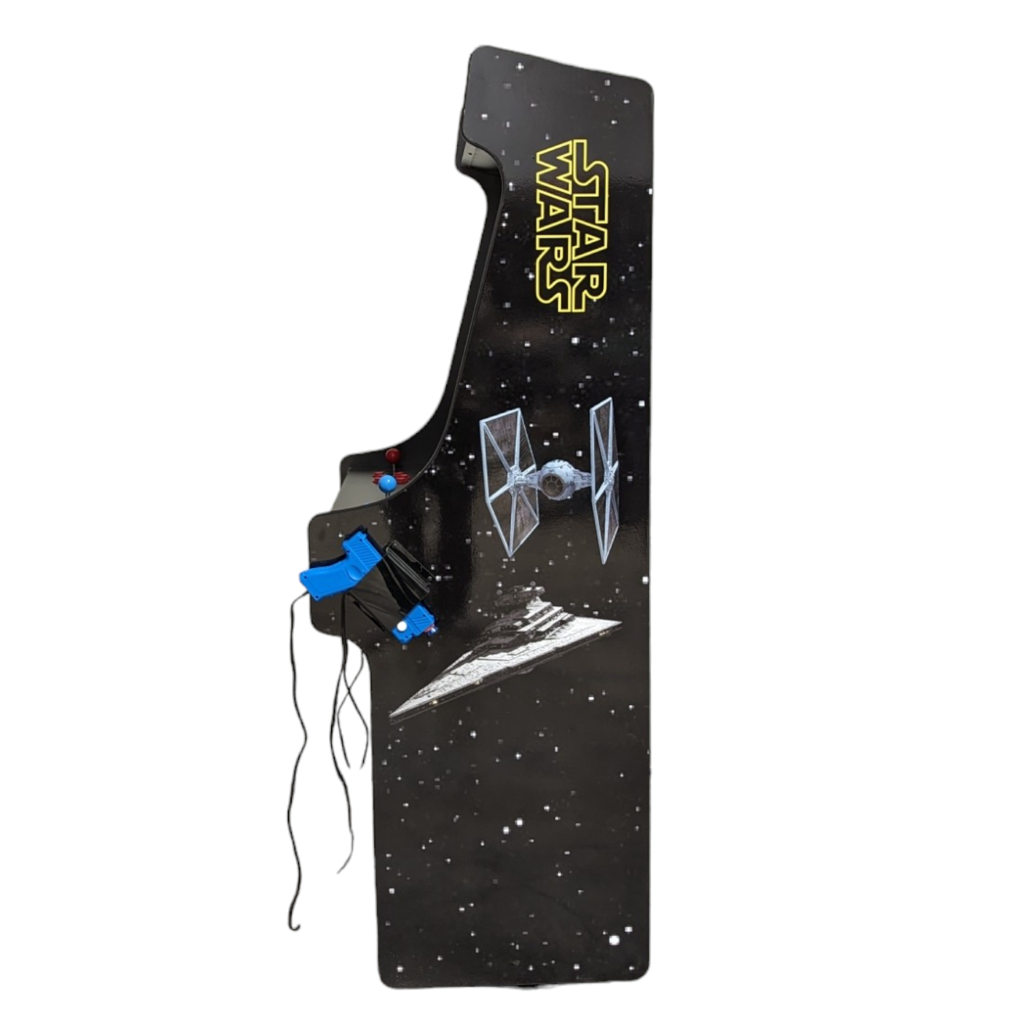 Deluxe 27 arcade machine alpha max with black star wars design and illuminated tie fighters and star destroyer accents