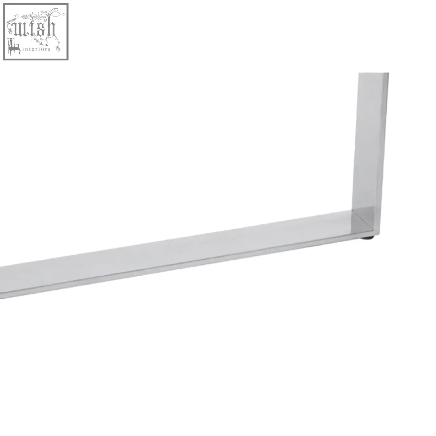 Clear glass shower door frame with sleek modern design beside the demas console table in a stylish setting