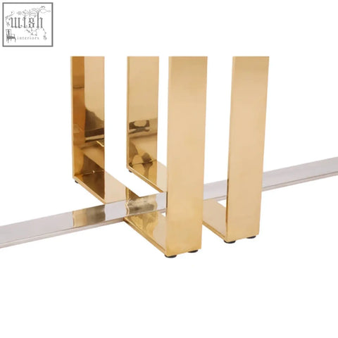 Gold-toned minimalist bookends with sleek rectangular profiles and polished finish for demas console table
