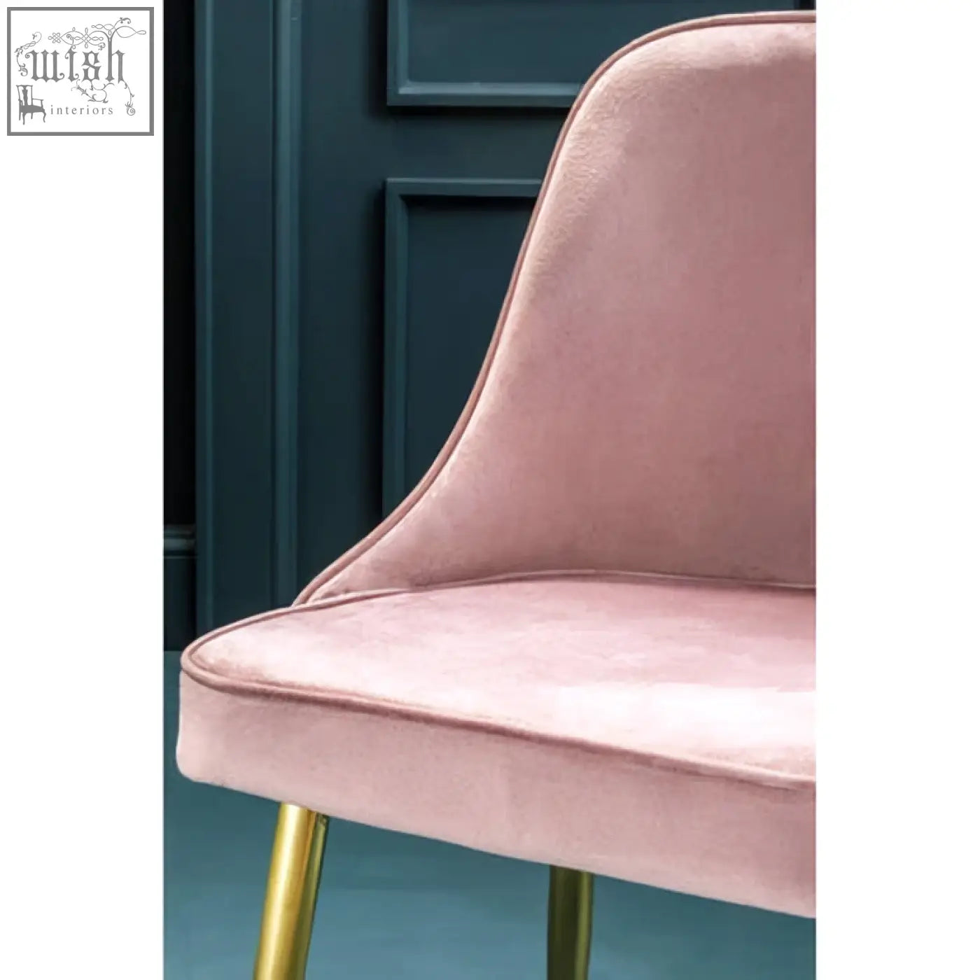 Soft pink velvet chair with sleek gold metal legs perfect for dining room seating pink velvet chair
