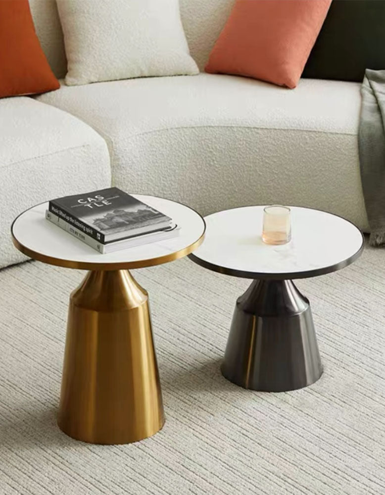Modern Coffee Table Set, Gold & Black