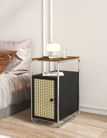 Edison Clear Acrylic & Rattan Side Table, Black｜ DC Concept