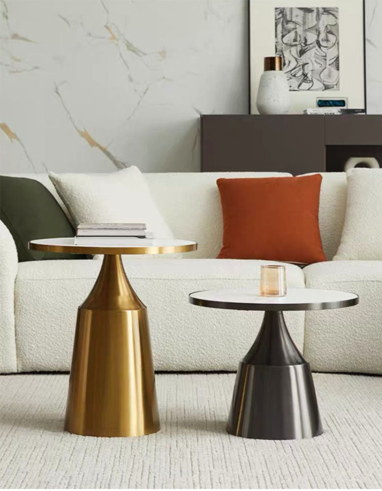 Modern Coffee Table Set, Gold & Black