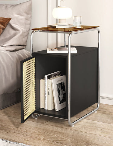 Edison Clear Acrylic & Rattan Side Table, Black｜ DC Concept