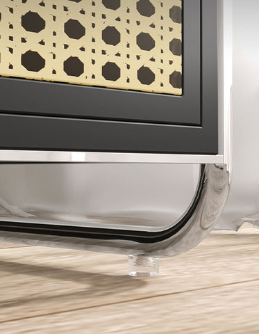 Edison Clear Acrylic & Rattan Side Table, Black｜ DC Concept