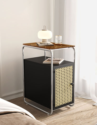 Edison Clear Acrylic & Rattan Side Table, Black｜ DC Concept